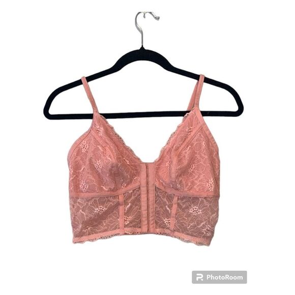 Colsie Corset Lace Bralette Top Coral Peach Size Medium - Picture 1 of 4